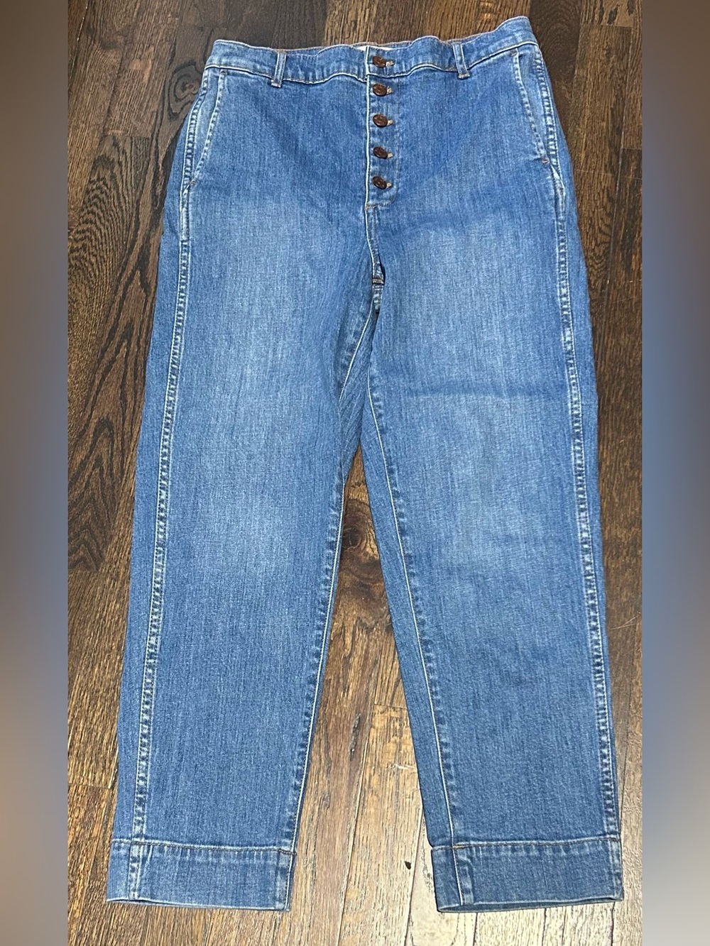 Madewell Jeans Blue High-Rise Straight Button Fly Stretch Denim